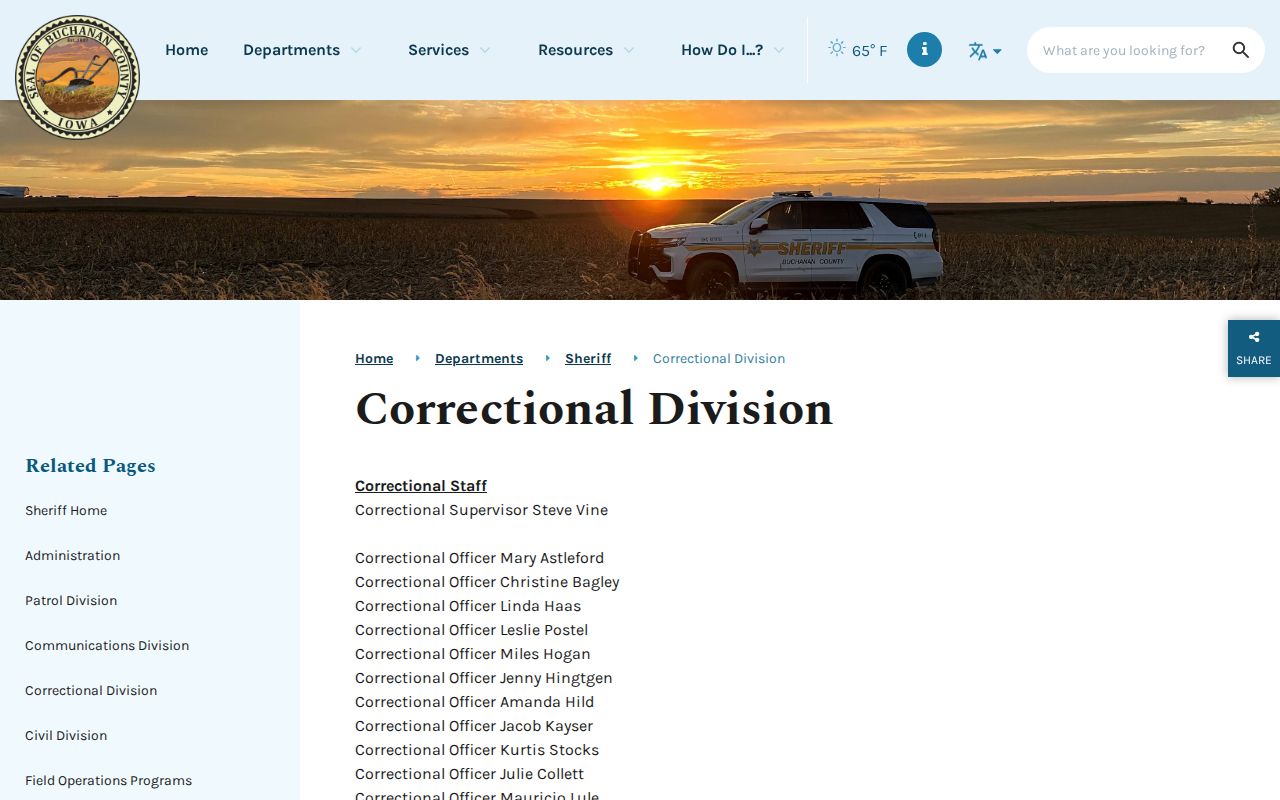 Buchanan County arrest search through the Correctional Division