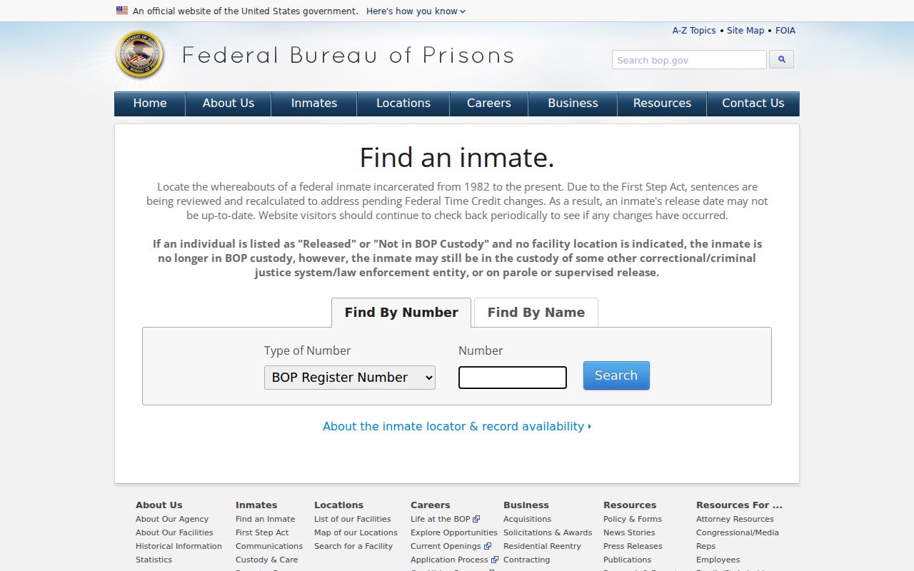 Buchanan County arrest custody research using the federal inmate locator