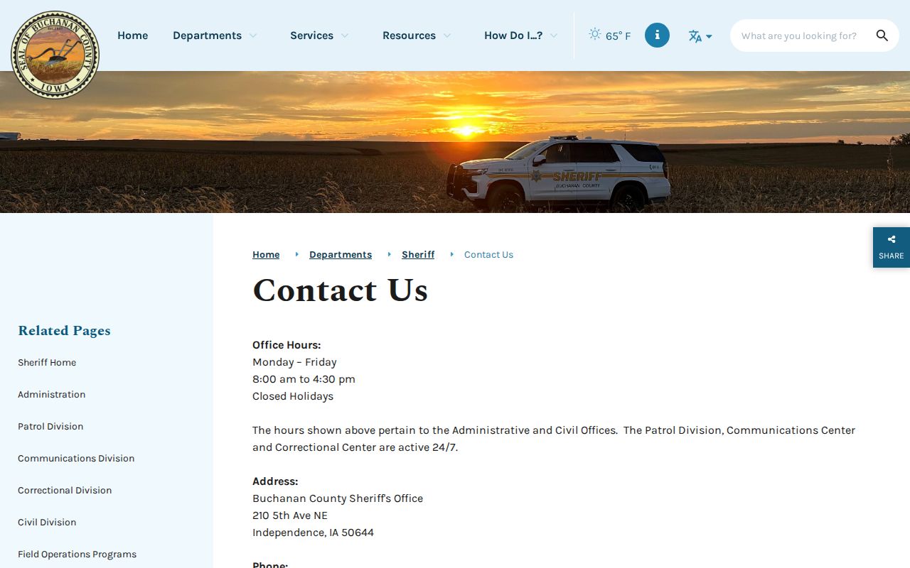 Buchanan County arrest records contact through the Sheriff Office