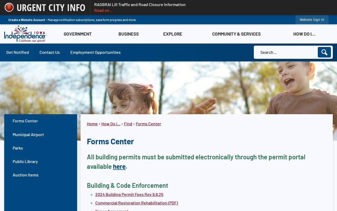 Independence police record request forms center